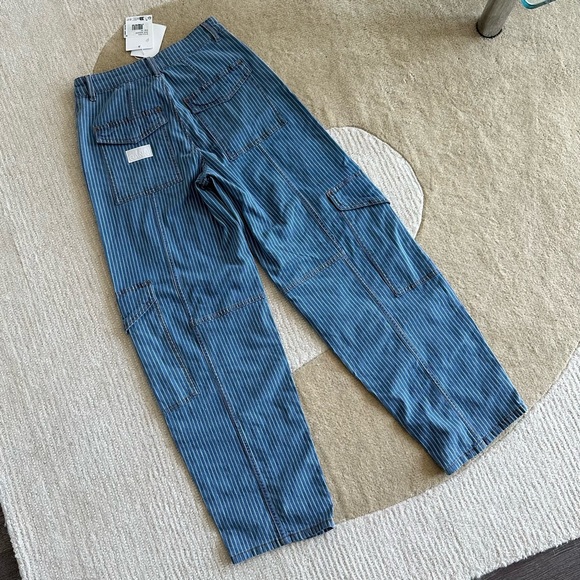 GANNI Light Stripe Denim Cargo Pants - Picture 2 of 10